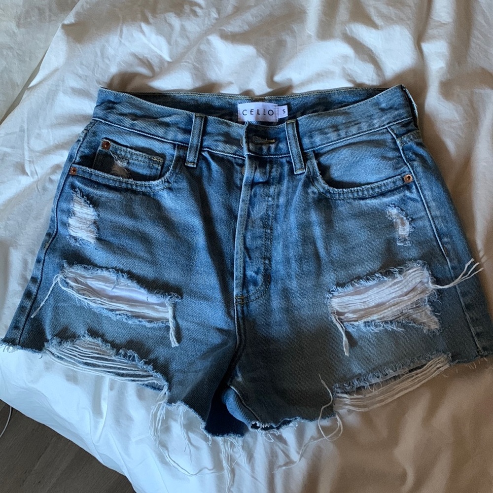 Cello high rise distressed denim shorts